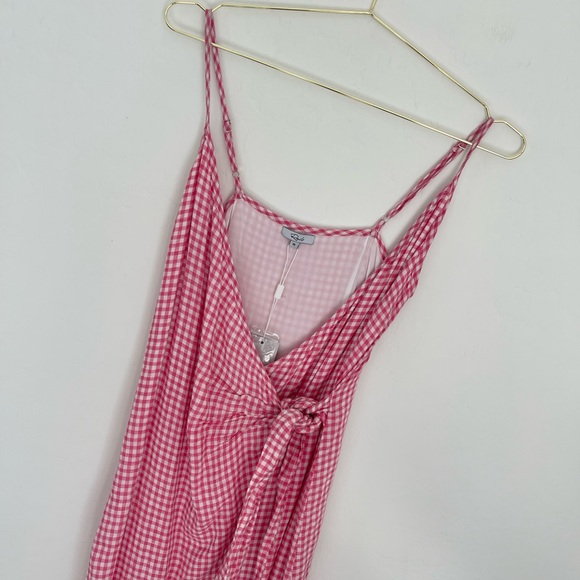 Rails Malia Linen Blend Wrap Mini Dress In Pink Gingham Size XS NWT - Picture 7 of 10